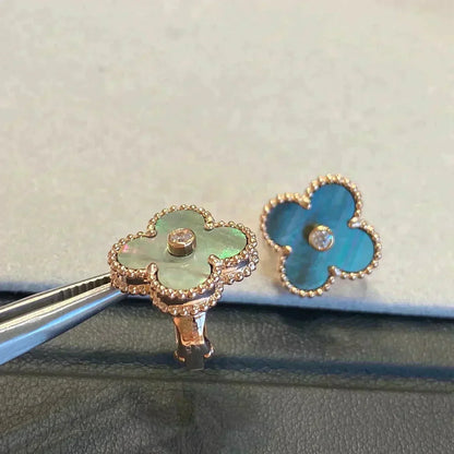 [Lumi Jewellery]CLOVER MEDIUM 1 MOTIFS GRAY MOP  DIAMOND EARRINGS