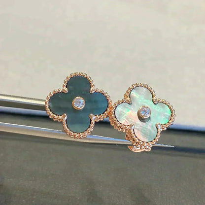 [Lumi Jewellery]CLOVER MEDIUM 1 MOTIFS GRAY MOP  DIAMOND EARRINGS