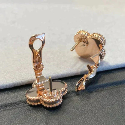 [Lumi Jewellery]CLOVER MEDIUM 1 MOTIFS GRAY MOP  DIAMOND EARRINGS
