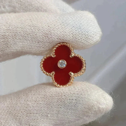 [Lumi Jewellery]CLOVER MEDIUM 1 MOTIFS CARNELIAN  DIAMOND earrings