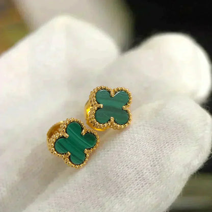 [Lumi Jewellery]CLOVER MINI 9.5MM MALACHITE  EARRINGS