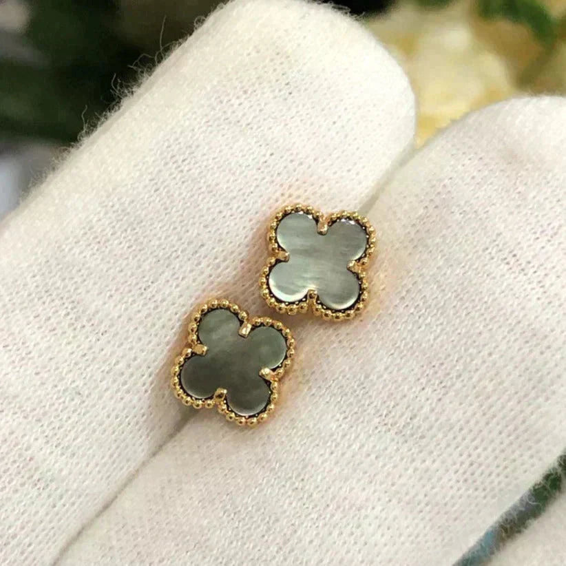 [Lumi Jewellery]CLOVER MINI 9.5MM GRAY MOP EARRINGS