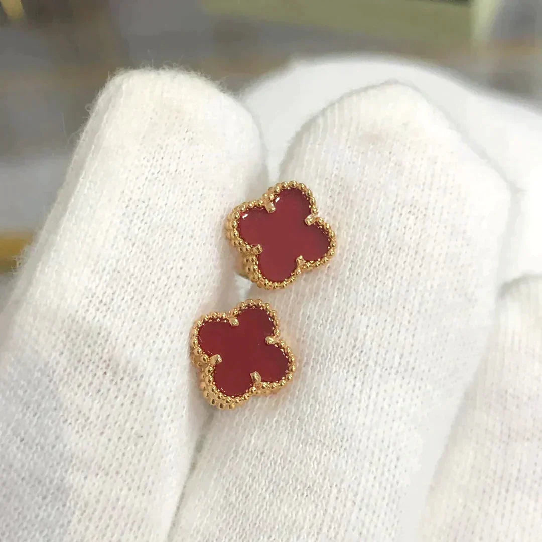 [Lumi Jewellery]CLOVER MINI 9.5MM CARNELIAN EARRINGS