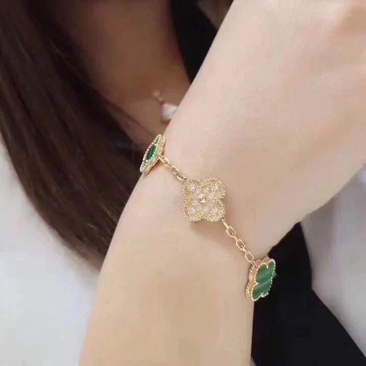[Lumi Jewellery] CLOVER 5 MOTIF MALACHITE BRACELET COLLECTION