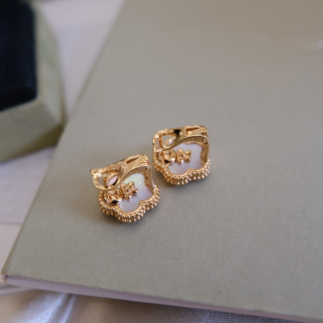 [Lumi Jewellery]LUCKY PINK GOLD WHITE MOP EARRINGS