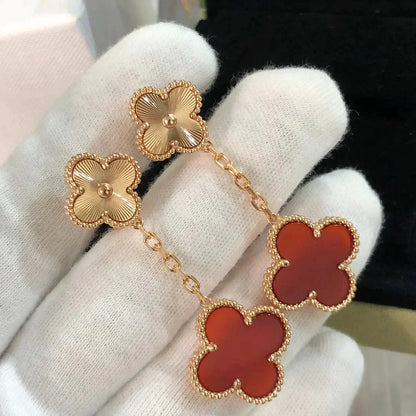 [Lumi Jewellery]CLOVER 2 MOTIF  LASER CARNELIAN EARRINGS