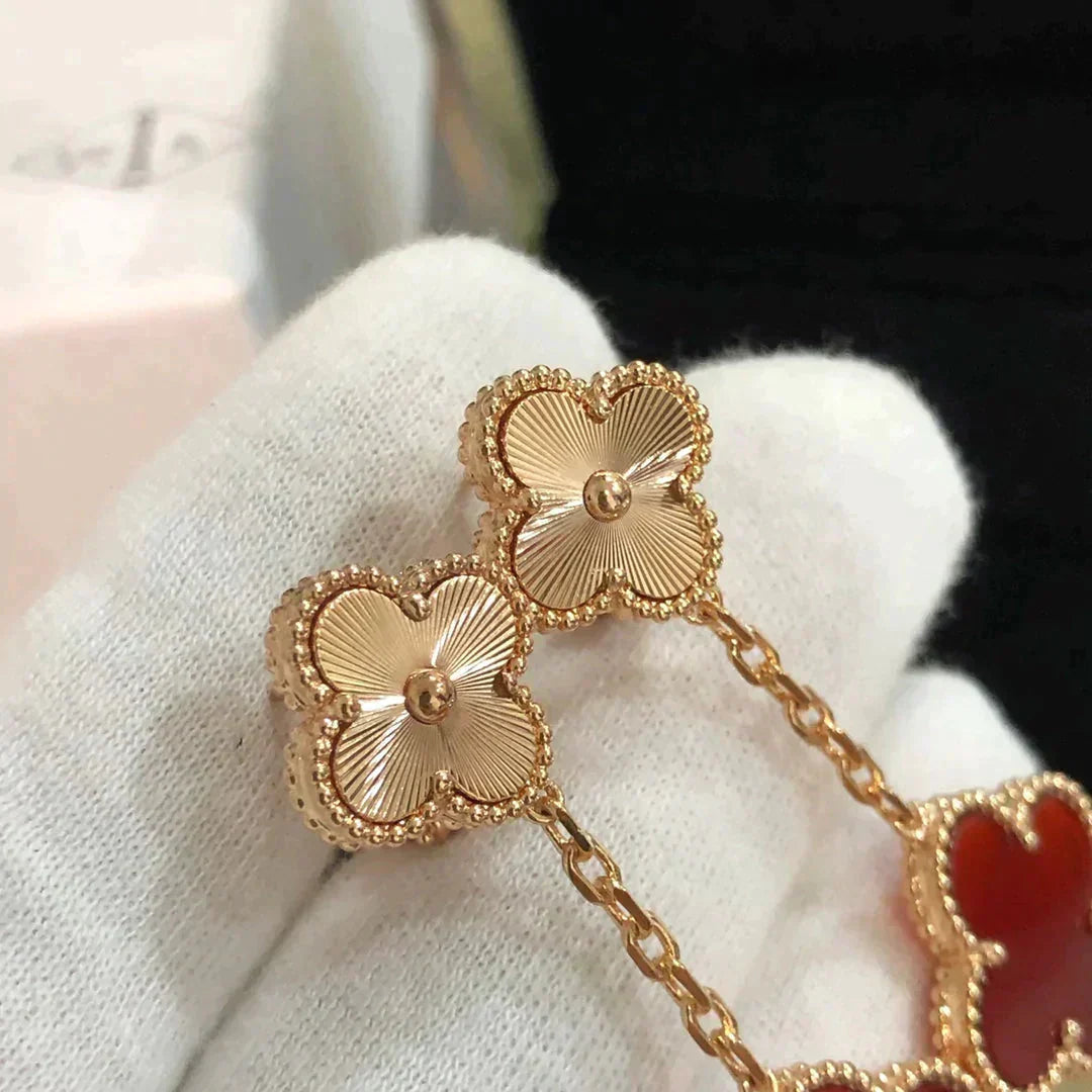 [Lumi Jewellery]CLOVER 2 MOTIF  LASER CARNELIAN EARRINGS
