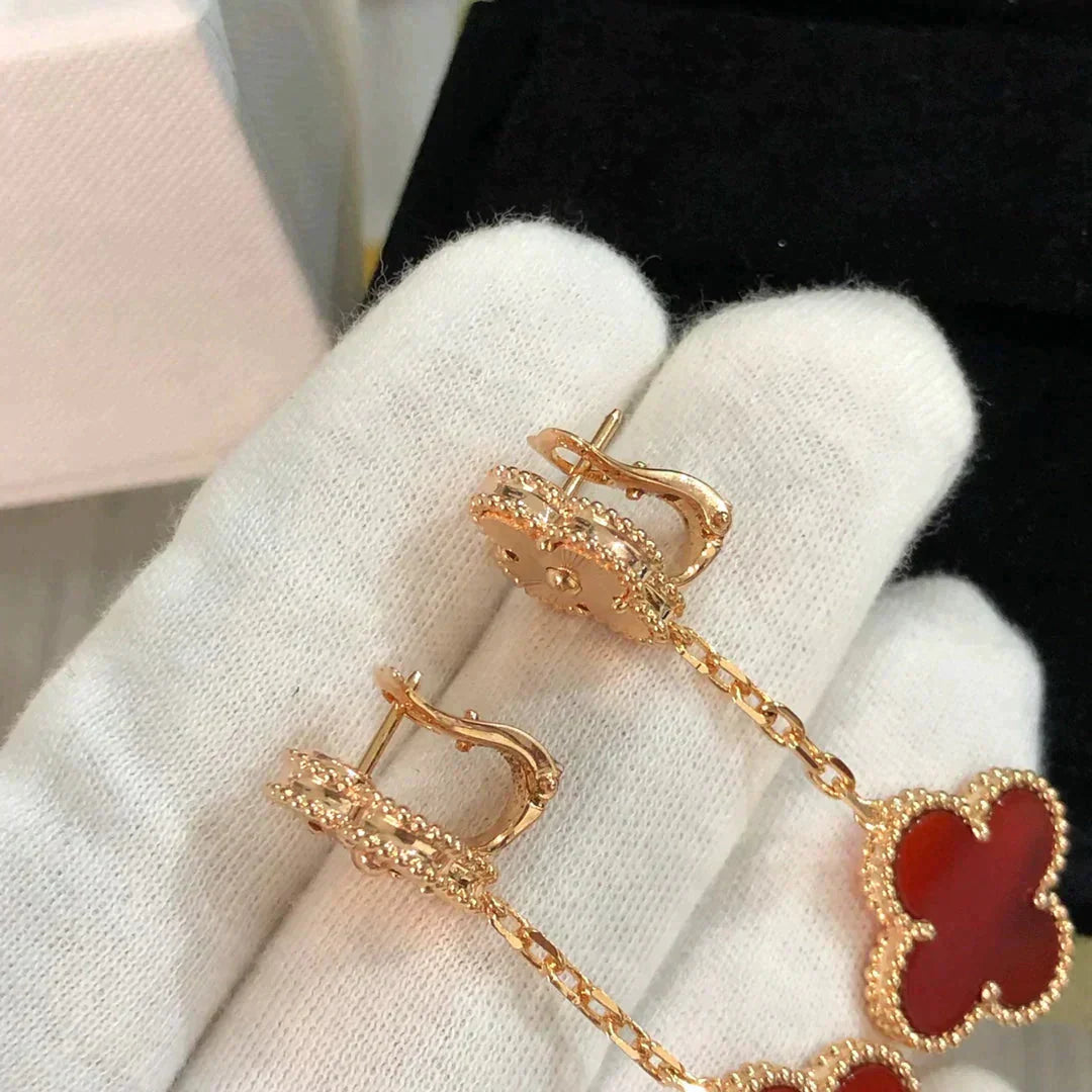 [Lumi Jewellery]CLOVER 2 MOTIF  LASER CARNELIAN EARRINGS
