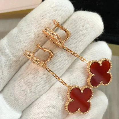 [Lumi Jewellery]CLOVER 2 MOTIF  LASER CARNELIAN EARRINGS