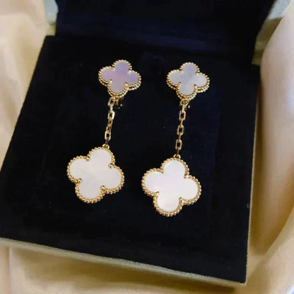 [Lumi Jewellery]CLOVER 2 MOTIF WHITE MOP EARRINGS