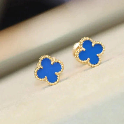 [Lumi Jewellery]CLOVER MINI 9.5MM BLUE AGATE EARRINGS