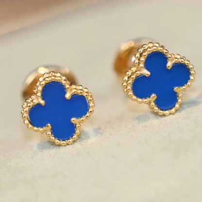 [Lumi Jewellery]CLOVER MINI 9.5MM BLUE AGATE EARRINGS