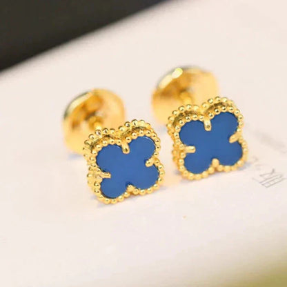 [Lumi Jewellery]CLOVER MINI 9.5MM BLUE AGATE EARRINGS