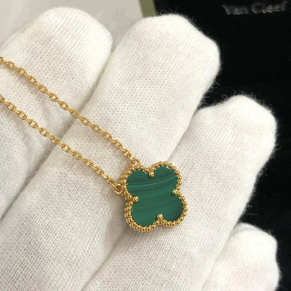 [Lumi Jewellery]CLOVER 15MM MALACHITE SINGLE FLOWER  NECKLACE