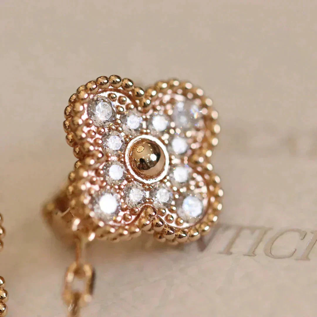 [Lumi Jewellery]CLOVER MEDIUM 1 MOTIFS FUll DIAMOND EARRINGS