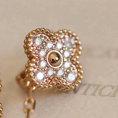 [Lumi Jewellery]CLOVER MEDIUM 1 MOTIFS FUll DIAMOND EARRINGS