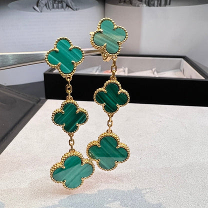 [Lumi Jewellery]CLOVER MALACHITE 3 MOTIFS GOLD