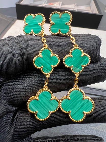 [Lumi Jewellery]CLOVER MALACHITE 3 MOTIFS GOLD