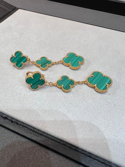 [Lumi Jewellery]CLOVER MALACHITE 3 MOTIFS GOLD