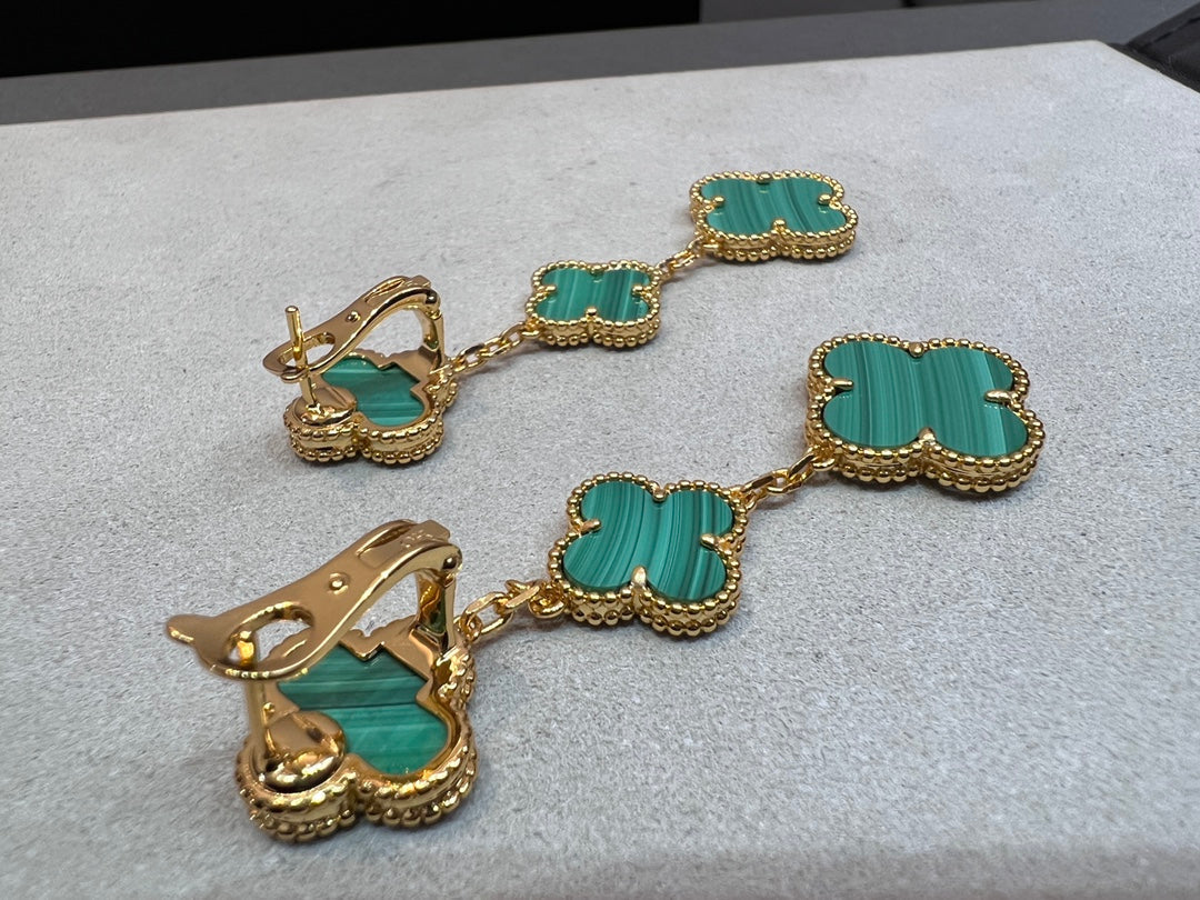 [Lumi Jewellery]CLOVER MALACHITE 3 MOTIFS GOLD