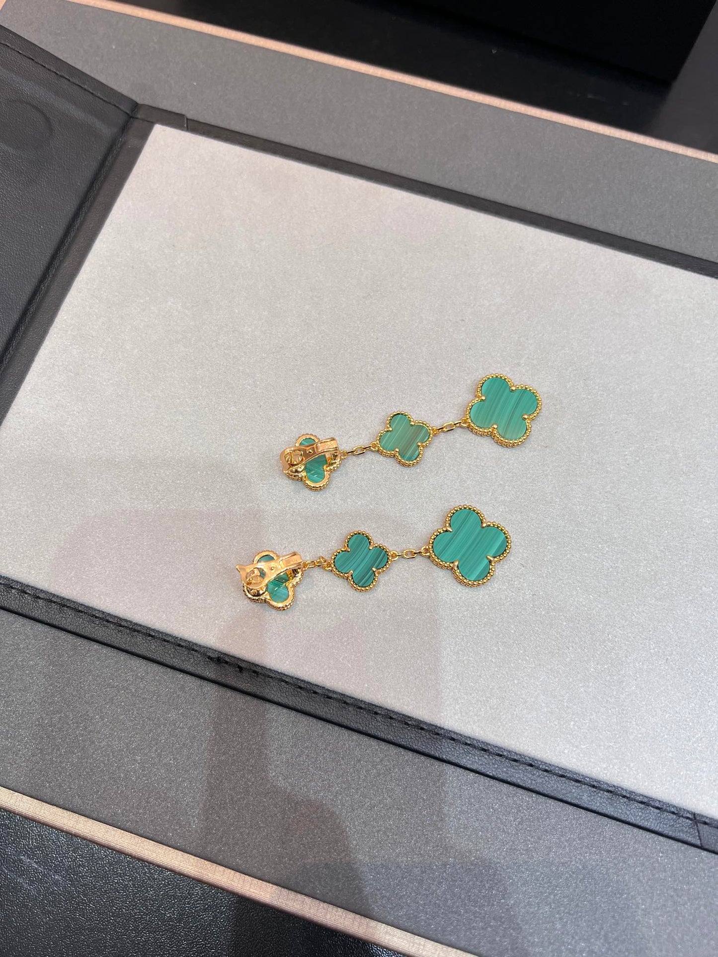 [Lumi Jewellery]CLOVER MALACHITE 3 MOTIFS GOLD
