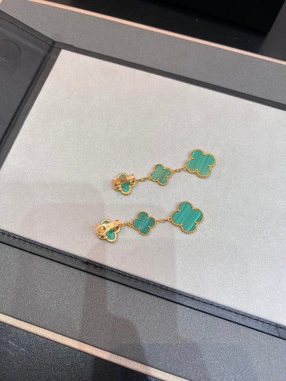 [Lumi Jewellery]CLOVER MALACHITE 3 MOTIFS GOLD