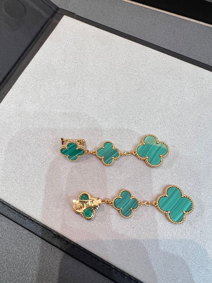 [Lumi Jewellery]CLOVER MALACHITE 3 MOTIFS GOLD