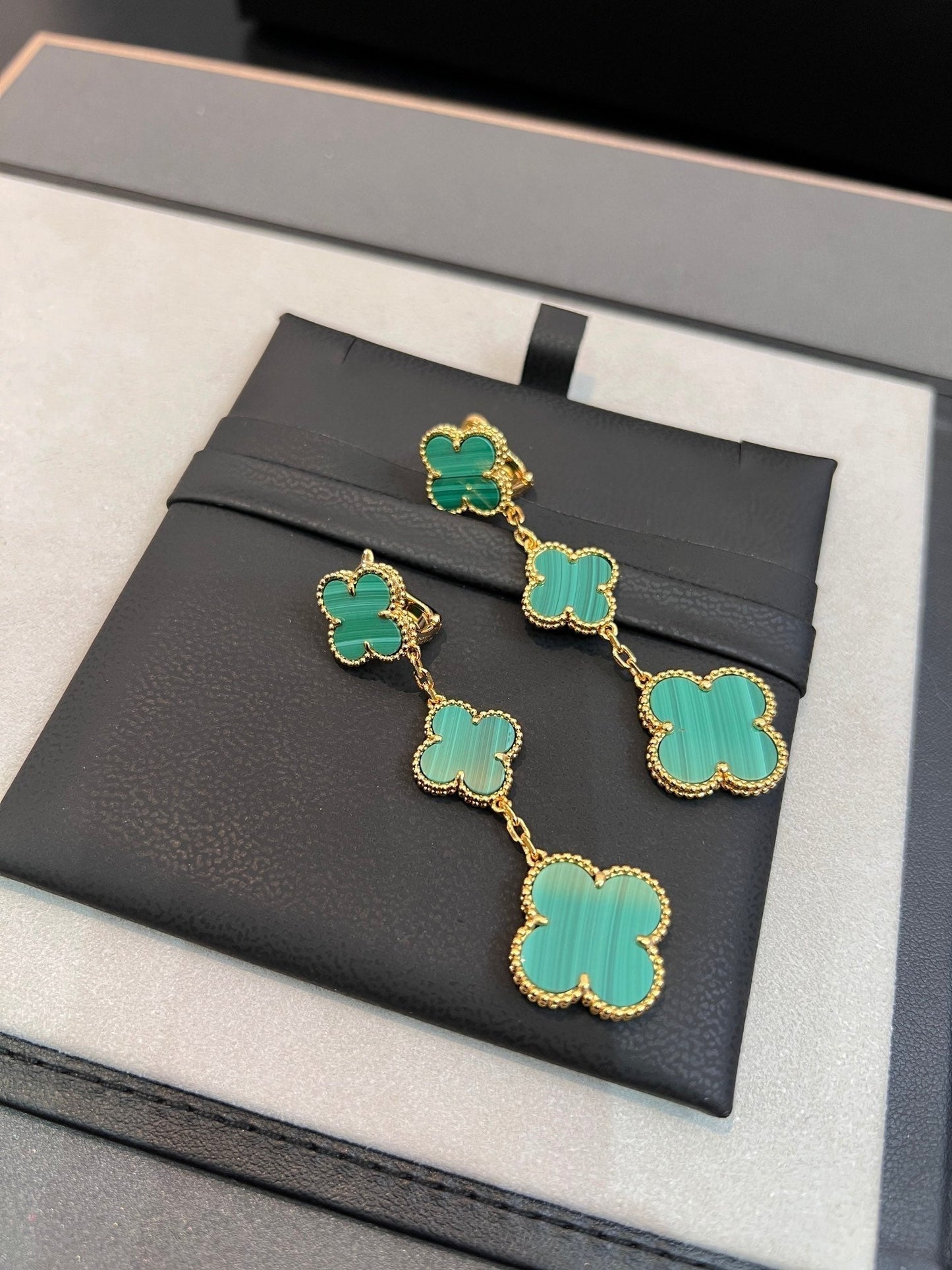 [Lumi Jewellery]CLOVER MALACHITE 3 MOTIFS GOLD