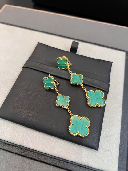 [Lumi Jewellery]CLOVER MALACHITE 3 MOTIFS GOLD