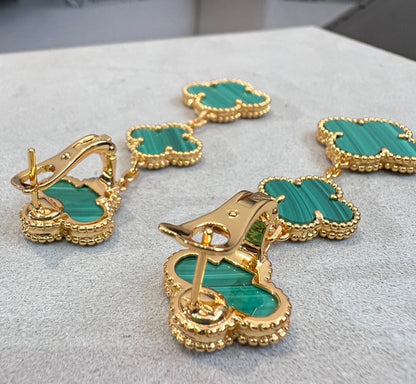 [Lumi Jewellery]CLOVER MALACHITE 3 MOTIFS GOLD