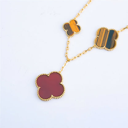 [Lumi Jewellery]CLOVER BRACELET 5 MOTIFS CARNELIAN TIGER EYE