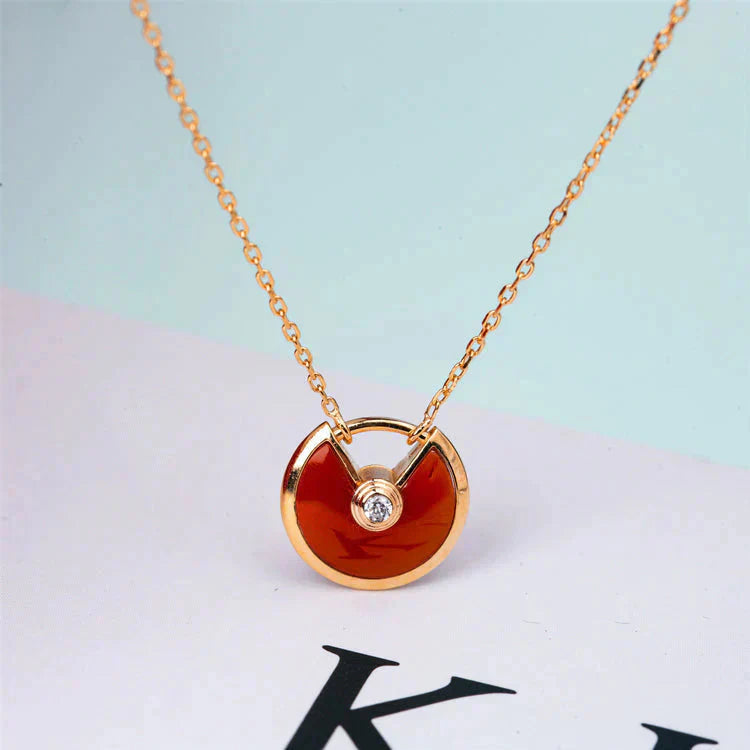 [Lumi Jewellery]AMULETTE GOLD CARNELIAN ONYX NECKLACE