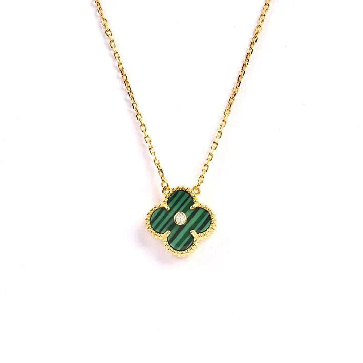[Lumi Jewellery]CLOVER 15MM DIAMOND TURQUOISE NECKLACE