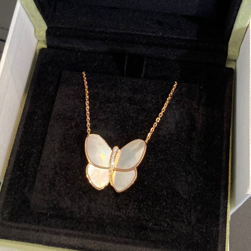 [Lumi Jewellery]BUTTERFLY GOLD MOP DIAMOND NECKLACE
