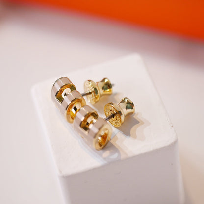 [Lumi Jewellery]MINI POP H GOLD EARRINGS GREY