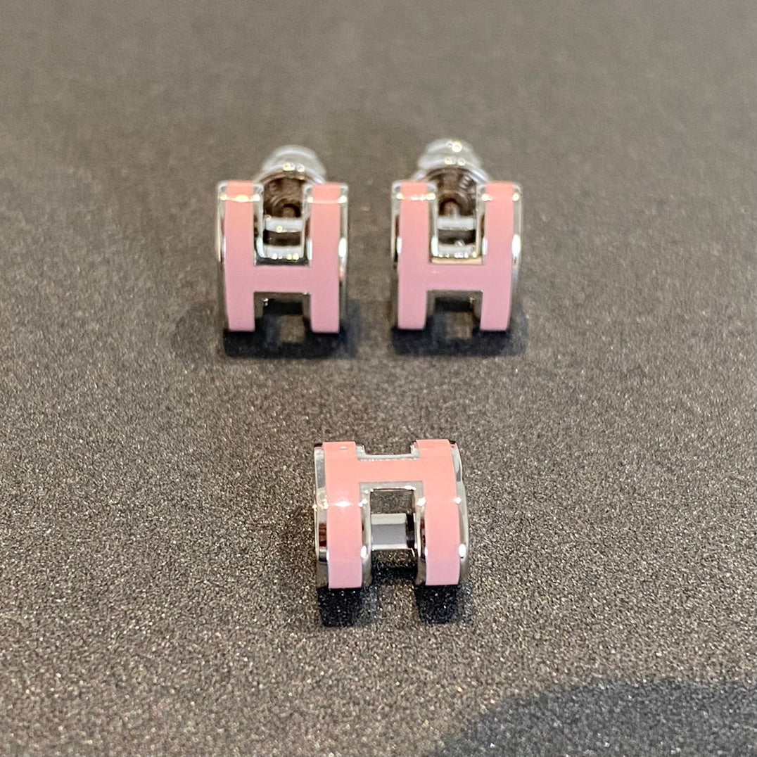 [Lumi Jewellery]MINI POP H SILVER EARRINGS PINK