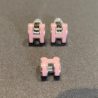 [Lumi Jewellery]MINI POP H SILVER EARRINGS PINK