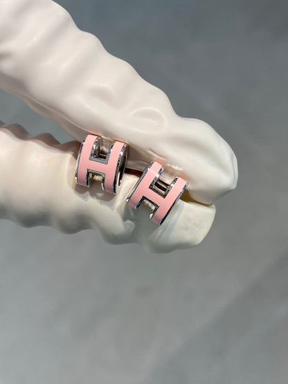 [Lumi Jewellery]MINI POP H SILVER EARRINGS PINK