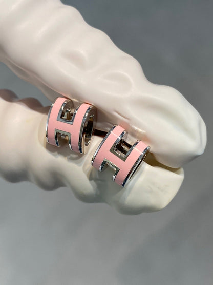 [Lumi Jewellery]MINI POP H SILVER EARRINGS PINK