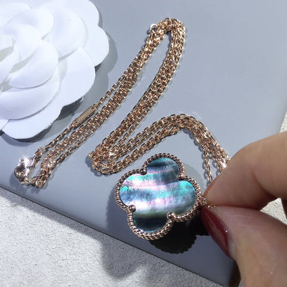[Lumi Jewellery]CLOVER 25MM GOLD DARK MOP BIG CLOVER NECKLACE