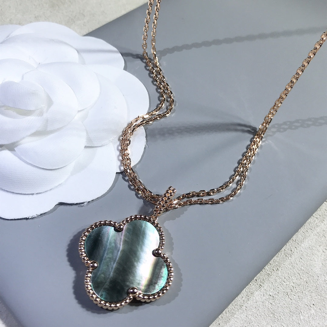 [Lumi Jewellery]CLOVER 25MM GOLD DARK MOP BIG CLOVER NECKLACE