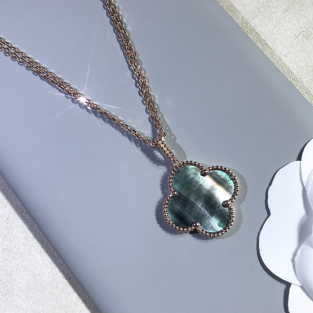 [Lumi Jewellery]CLOVER 25MM GOLD DARK MOP BIG CLOVER NECKLACE