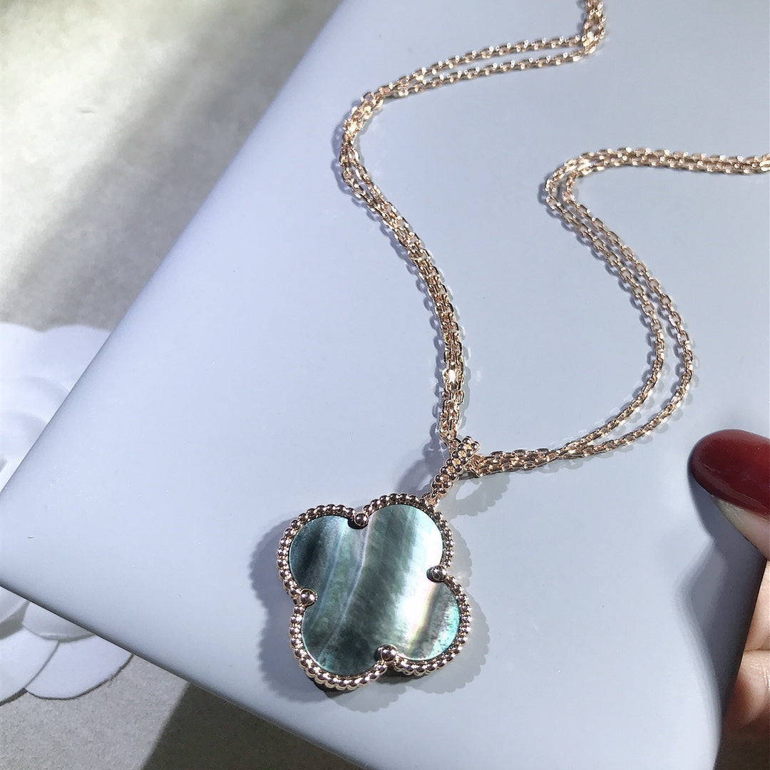 [Lumi Jewellery]CLOVER 25MM GOLD DARK MOP BIG CLOVER NECKLACE