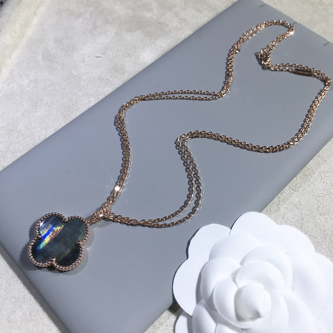 [Lumi Jewellery]CLOVER 25MM GOLD DARK MOP BIG CLOVER NECKLACE