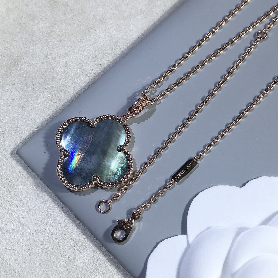 [Lumi Jewellery]CLOVER 25MM GOLD DARK MOP BIG CLOVER NECKLACE