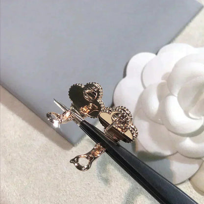 [Lumi Jewellery]CLOVER MEDIUM 1 MOTIFS  PINK MOP DIAMOND EARRINGS