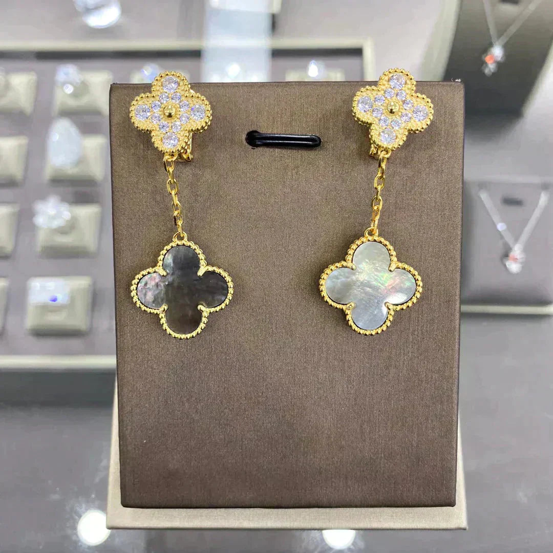 [Lumi Jewellery]CLOVER  2 MOTIFS  DIAMOND  EARRINGS (MULTIPLE CHOICESç´