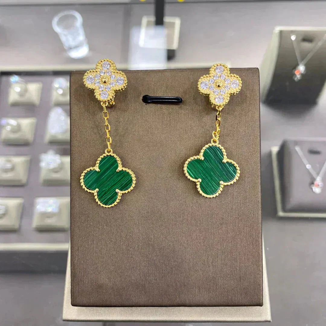[Lumi Jewellery]CLOVER  2 MOTIFS  DIAMOND  EARRINGS (MULTIPLE CHOICESç´