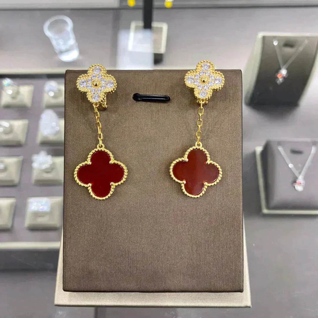 [Lumi Jewellery]CLOVER  2 MOTIFS  DIAMOND  EARRINGS (MULTIPLE CHOICESç´