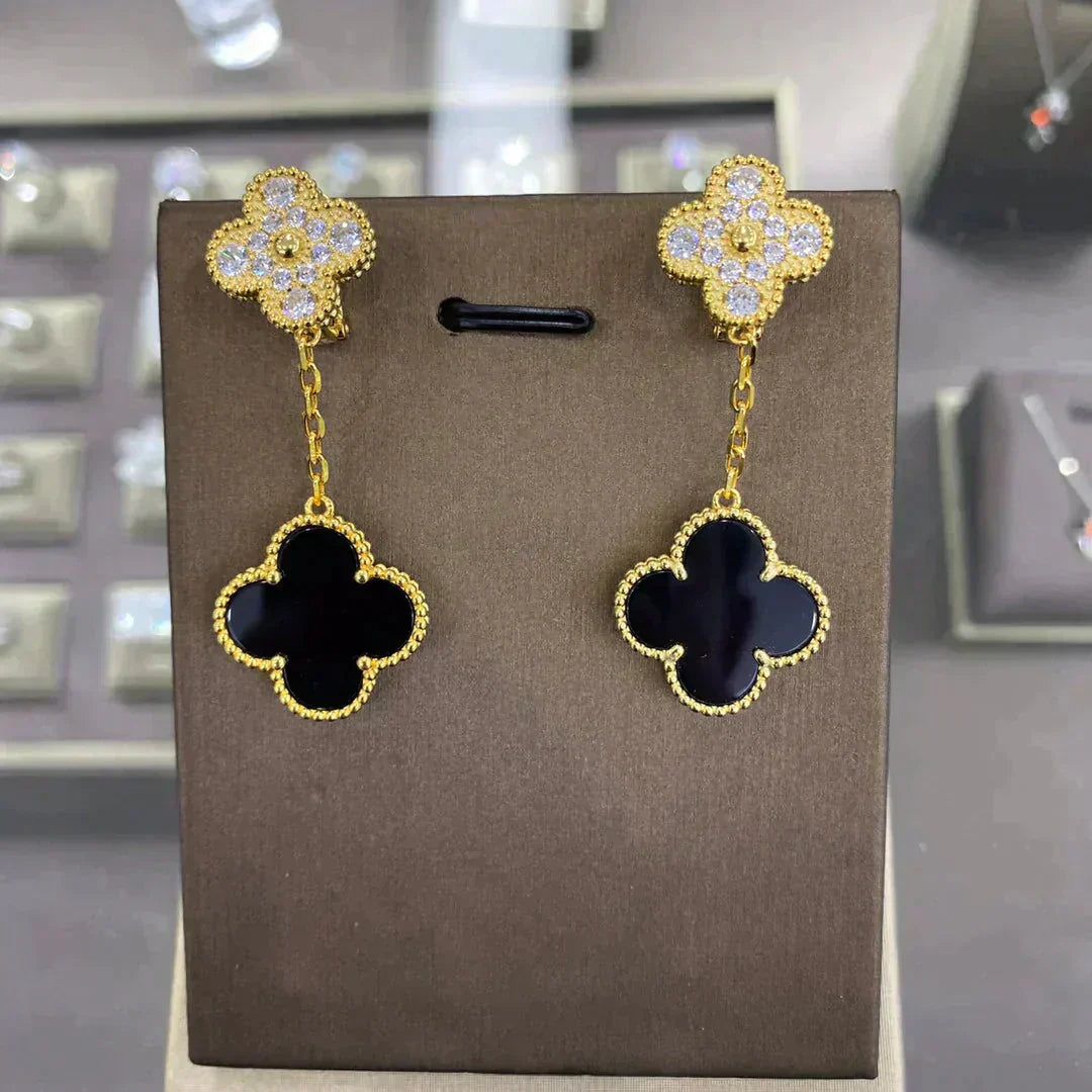 [Lumi Jewellery]CLOVER  2 MOTIFS  DIAMOND  EARRINGS (MULTIPLE CHOICESç´